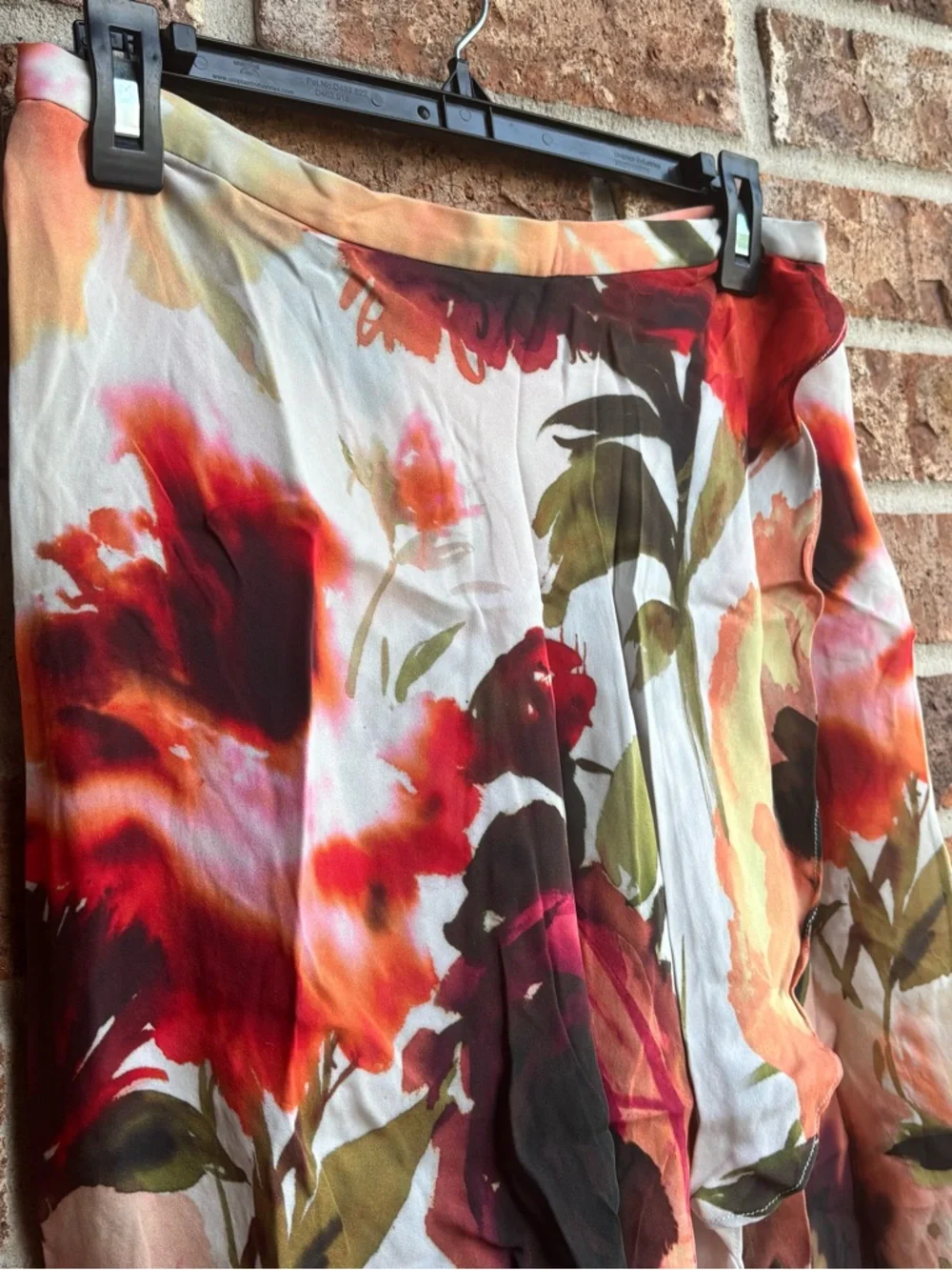 Haute Hippie Floral High-Low Silk Skirt in Red, Pink, Green, Cream, Brown